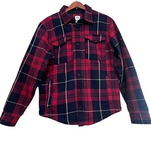 Zara Men's Tartan‎ Plaid quilted Lined Streetwear Shacket Red Navy Size M